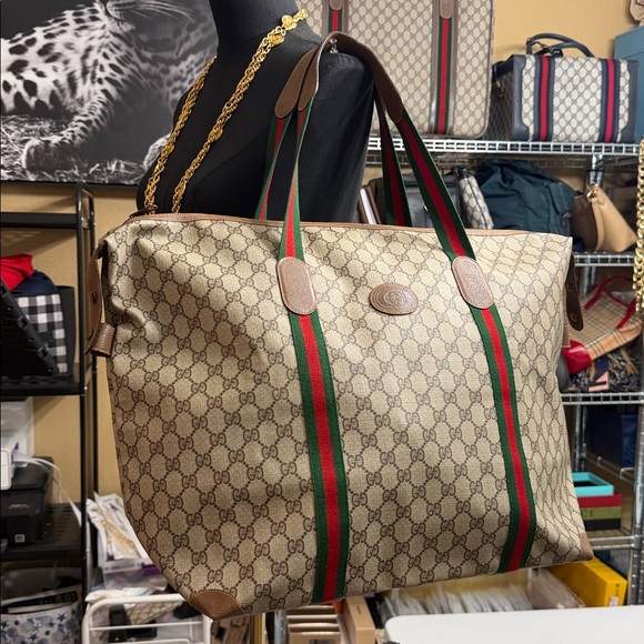 Vintage Gucci | Sherry GG Monogram Travel Weekender Bag - Picture 2 of 11